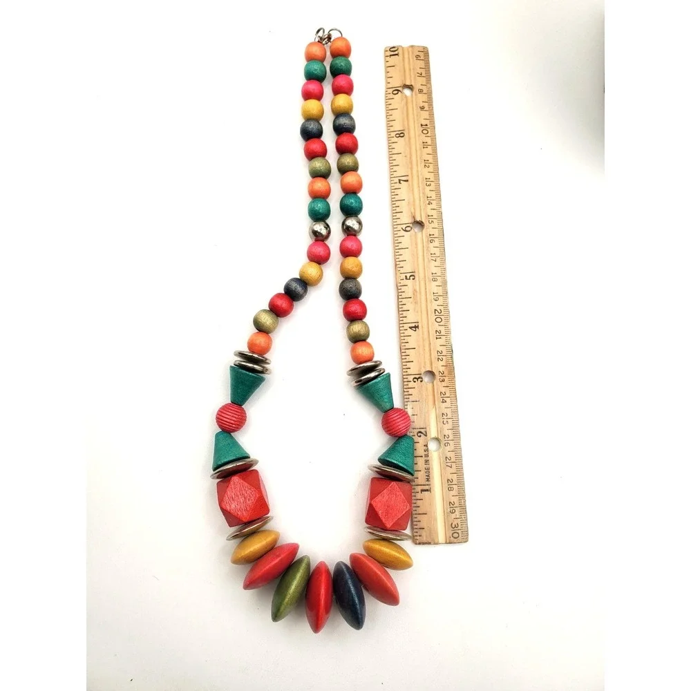 Vintage Chunky Multi Color Wood Bead 20